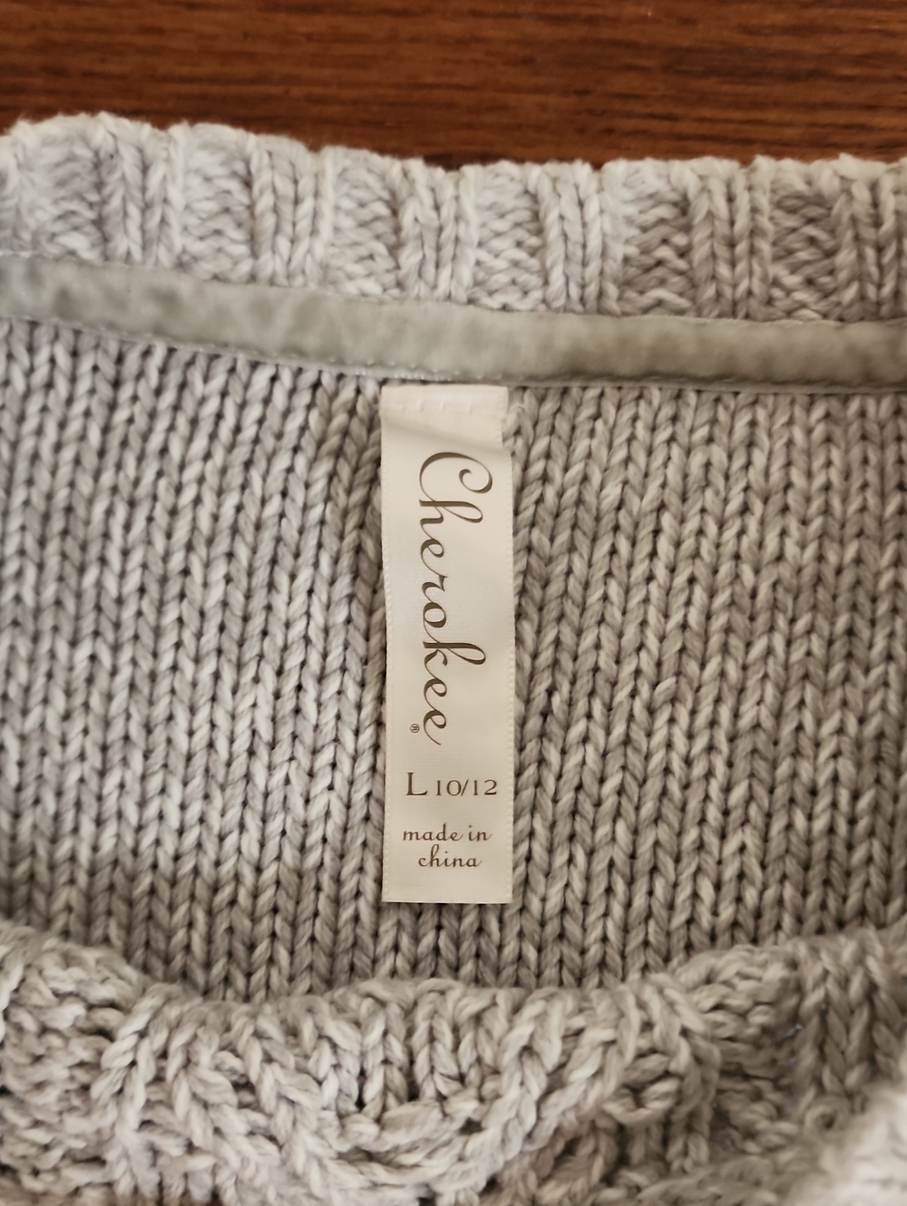 Cherokee Target Gray Cable Knit Crop Sweater Girls Size Large 10-12 Excellent - Picture 7 of 9